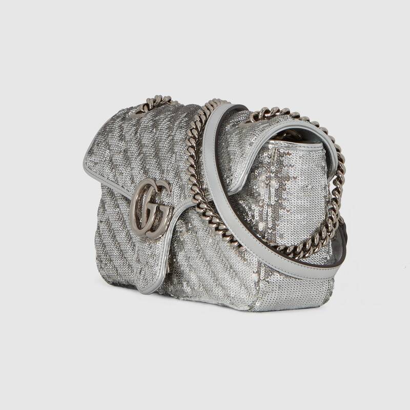 Marmont Small Matelasse  Shoulder Bag 443497 Silver